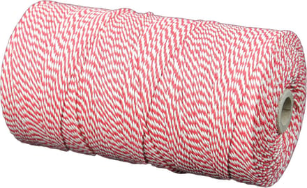 Katoenkoord - Rood/Wit - Touw - spoel 100gr - dikte 1,5mm - lengte 130 mtr (Nr.16)