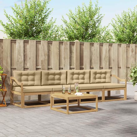 vidaXL - Buiten - bank - set - 4 - st - Wit - en - Beige