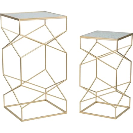 Bijzettafel van goudkleurig metaal Mauro Ferretti Glassy (x2)