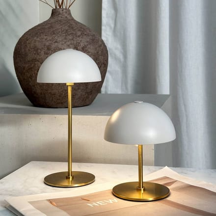 Dyberg Larsen LED tafellamp op batterijen Along, beige, set van 2