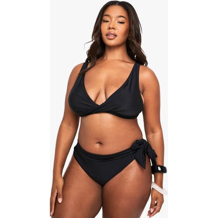 boohoo Dames Plus Wikkel-Bikinitop | Black | Maat: 28