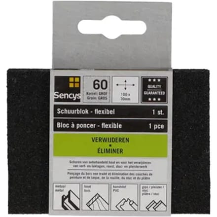 Sencys Schuurpad - P60 - Zwart - 70x100mm - 1 Stuks