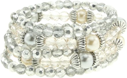 Behave - elastische armband Rome - parelstijl feestelijk - 5 tot 9 mm kraal