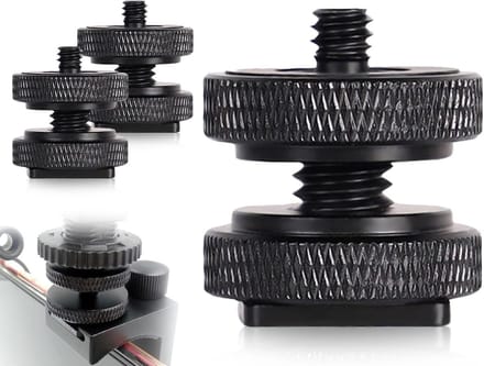 Camera Hot Shoe Adapter Set - 1/4 Inch Draad, Geschikt voor Flitsers, Microfoons en Statiefgebruik