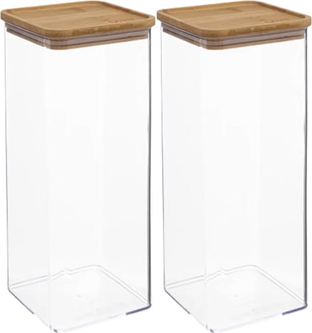 5Five - 2x - Keuken voorraadpot - Berlino - kunststof/bamboe - 2000 ml