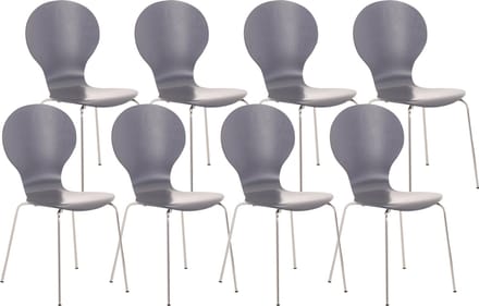 CLP Diego Set van 8 stapelstoelen Hout/grijs