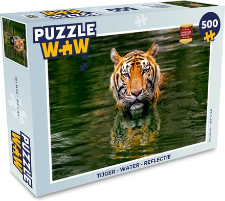 Puzzel Tijger - Water - Reflectie - Legpuzzel - Puzzel 500 stukjes
