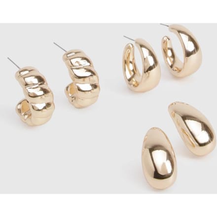 boohoo Dames 3-delige set gouden chunky hoepeloorbellen
