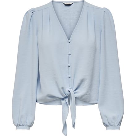ONLY  Maat M - ONLMETTE L/S BUTTON KNOT TOP WVN - Dames - Blouses