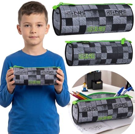 Game Schooletui voor jongens, rond, etui voor schoolspullen 22x8x8 cm