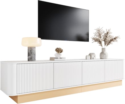 TV-Meubel - 200 cm - Met 4 Deuren En Verstelbare Planken - Geribbeld Design - MDF - Natuur