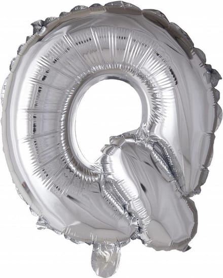 Folieballon zilver letter 'Q' met rietje