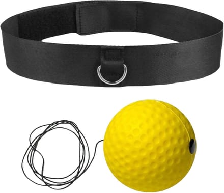 Boksen Reflex Bal - Reactie Bal - Verbeteren Coördinatie - Verstelbare Hoofdband - 64 g - Geel