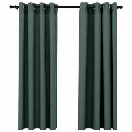 vidaXL - Gordijnen - linnen-look - verduisterend - ogen - 2 - st - 140x175 - cm - groen