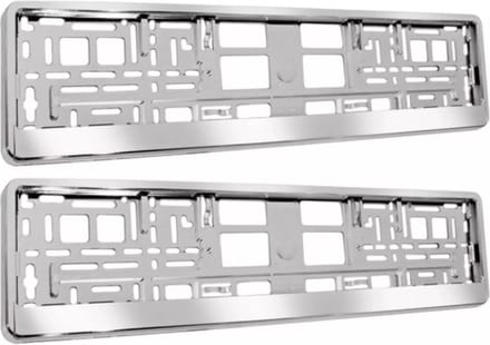 Xtrobb Kentekenplaathouder - 2x stuks - zilver - ABS - 53 x 14 cm - nummerplaathouder - kentekenplaat - auto