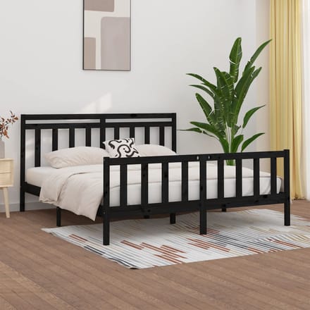 vidaXL - Bedframe - massief - grenenhout - zwart - 200x200 - cm