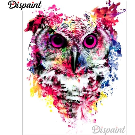Peinture Diamant 5D DIY  Hibou coloré  Broderie Point de Croix 3D Décoration de Maison 20X30CM black