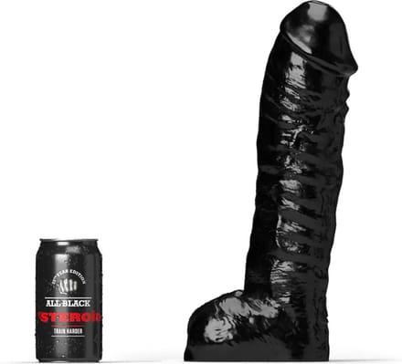 All Black Steroïd - The Gym Buddy - Dildo - 35x 8,7 cm - zwart