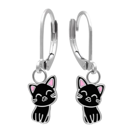 WeLoveSilver kinderoorhangers kat - chirurgisch staal - 11 mm