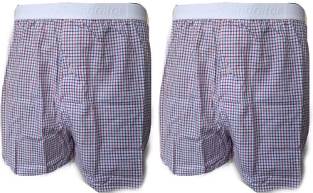 Embrator 2-stuks mannen Boxershort geruit wit/blauw/rood L