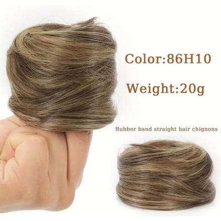 1 stuk synthetisch haarknot, rechte chignon, elastische rubberen band, nep haarclip, haarstaartverlenging, opgestoken haarstuk, paardenstaart brown