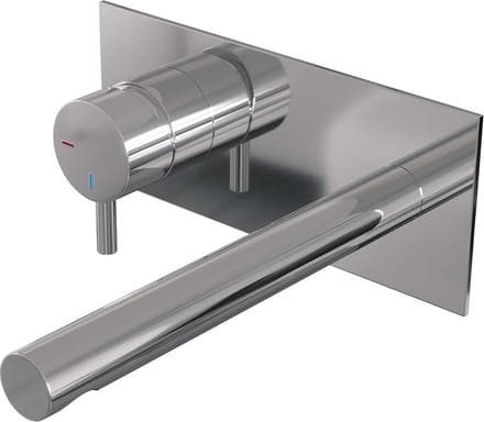 Brauer Chrome Edition inbouw wastafelmengkraan met rechte uitloop en afdekplaat model B2 chroom