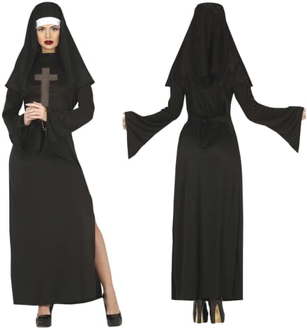 Costume Costume Nonne Sœur Habit Halloween L black