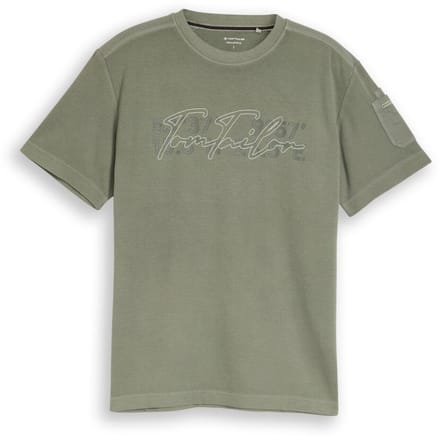 Tom Tailor - T-shirt met wafelstructuur - Maat M - Greyish Shadow Olive