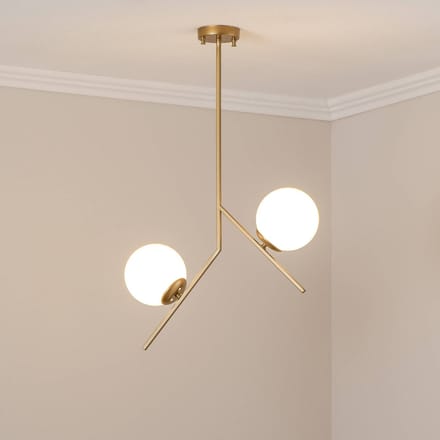 Opviq Hanglamp Dolunay, 43 cm lang, 2-lamps, goudkleurig, E27