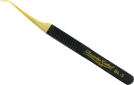 Beauty Label Pincet- Curved Tweezer -BL-5 - Zwart/Goud
