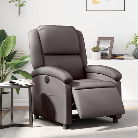 vidaXL - Fauteuil - verstelbaar - elektrisch - echt - leer - donkerbruin