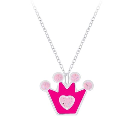 Zilveren ketting kinderen - kroontjeshanger - 925 zilver - meisjes