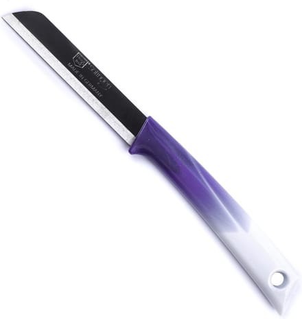 Solingen Schilmesje – RVS Glad – 19 cm met Blade Cover – Bi-Color Paars met Wit