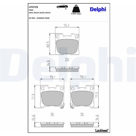 Remblokset DELPHI LP3725, achter