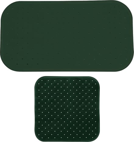 MSV Douche/bad anti-slip matten set badkamer - rubber - 2x stuks - donkergroen - 2 formaten