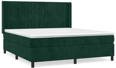 vidaXL - Boxspring - met - matras - fluweel - donkergroen - 160x200 - cm
