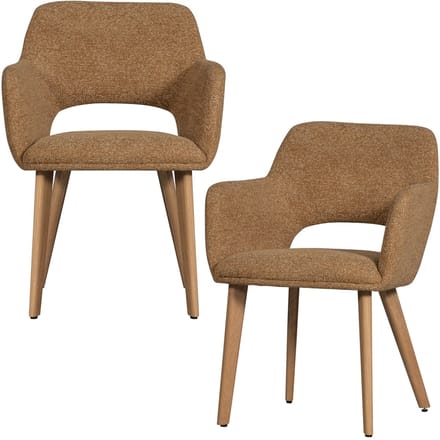 WOOOD Murat Eetkamerstoelen Houten Naturel Poot - Geel - Set van 2