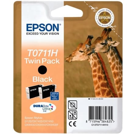 Epson T0711H inktcartridge zwart 2 stuks (origineel)