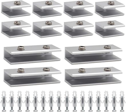 Allecta - Aluminium Glasplaat Ondersteuning Clip - 12 Stuks - 6-8mm Dikte - Trapleuning Balustrades
