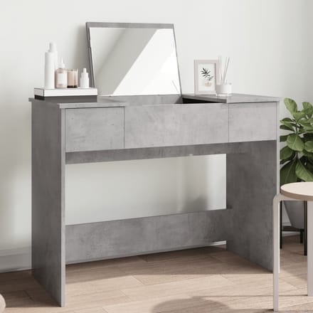 vidaXL - Kaptafel - met - spiegel - 100x45x76 - cm - betongrijs