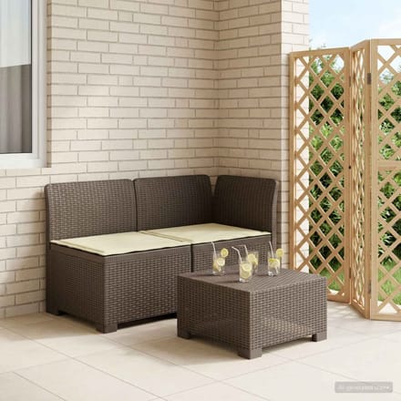 vidaXL - Twee-zits - Tuin - Sofa - met - Kussens - Rieten - Look - 2-zits - PP