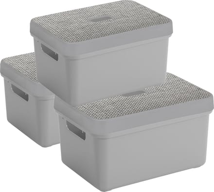 Sunware Opbergbox - lichtgrijs - 5 liter - set van 3x stuks met deksel
