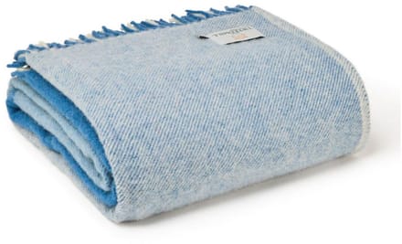 Sprei Paddock Check Blue Jay – Pure New Wool – 140x240 cm - Tweedmill