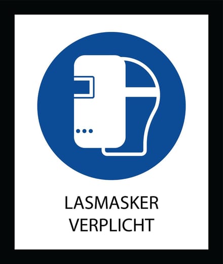Bord ISO7010 Geboden Lasmasker verplicht 20 x 24 cm