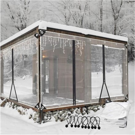 Transparant PVC Zeil - Waterdicht Gordijn - Terras Afschermen - Ritssluiting Toegang - 035 mm dik - Transparant