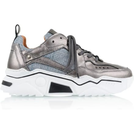 DWRS® Dames Sneakers - Grijs - 80% Leer - Maat 37