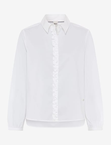 Brax Dames Blouse  Style VIC FRILL white, wit, maat 38