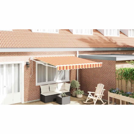 vidaXL - Uitschuifbare - luifel - Geel - en - Oranje - 350 - x - 250 - x - 165 - cm