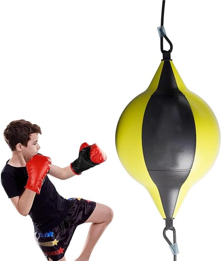 Reflecterende Boksbal - Trainingstas - Reactietraining - Verstelbare Band - 170 cm - Geel