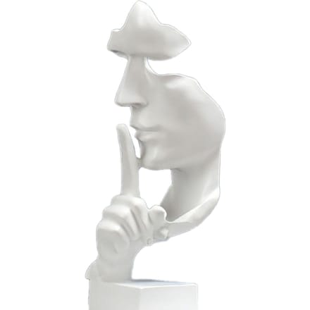 Statue du Penseur Forme Vive Compact Résine Synthétique Attrayant Décoratif Le Silence est d'Or Figurine blanc